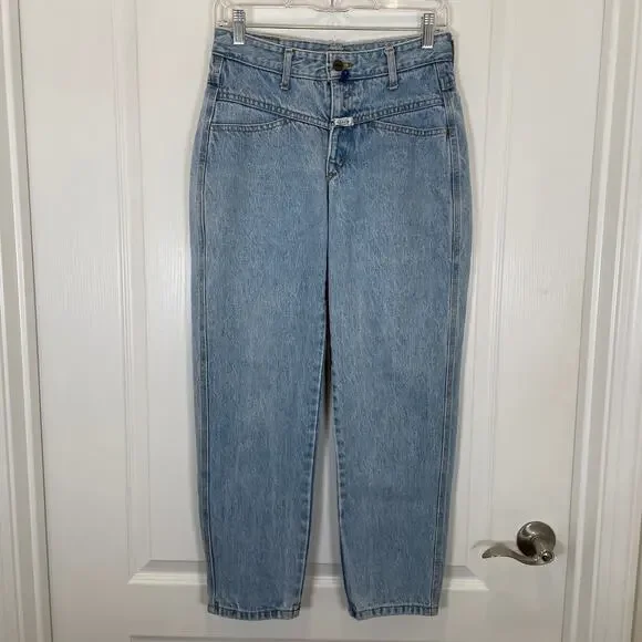Vintage 90's Y2K Marithe Francois Girbaud Mom Jeans Acid Wash Tapered 7/8 (6) S - Picture 1 of 6